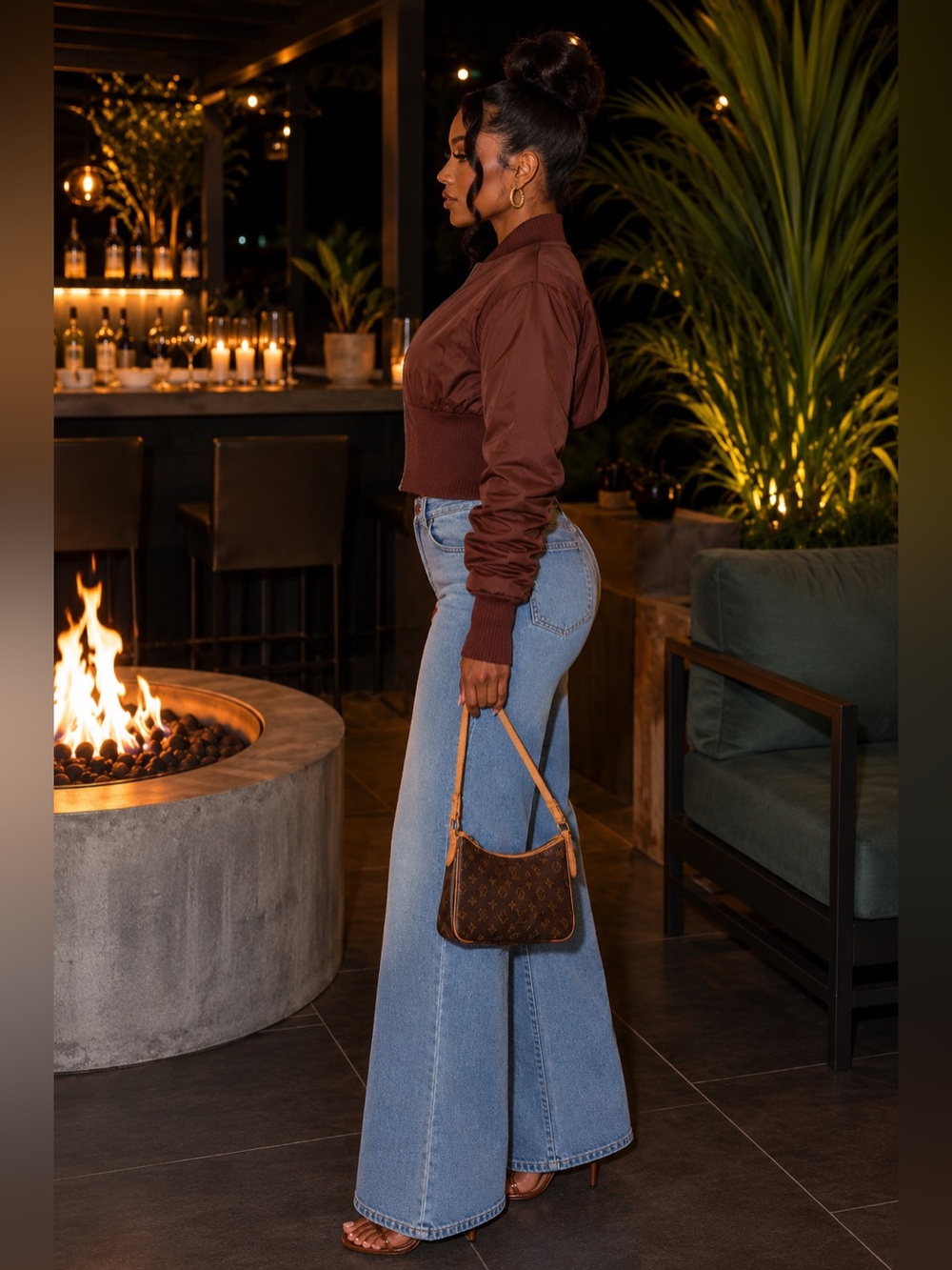 Brown Baddie Crop Jacket - Picture 2 of 11